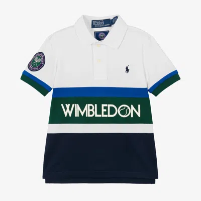 Ralph Lauren Kids' Boys Blue Wimbledon Polo Shirt In Multi