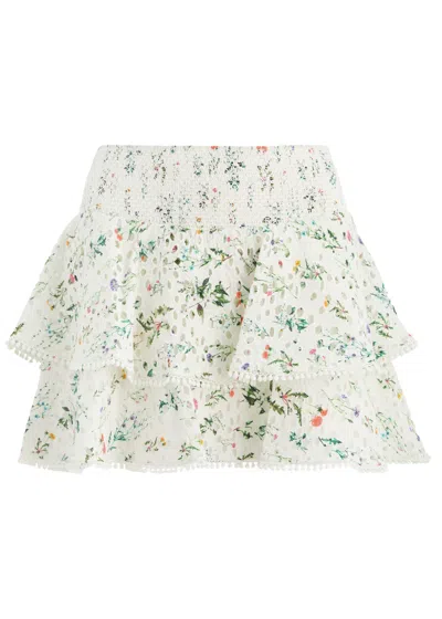 Alice And Olivia Cotton Floral Joey Skirt In Multicoloured