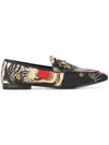 GUCCI BLACK ANGRY CAT PRINT LOAFERS,4314679CQ1012316457
