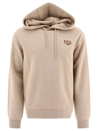 Apc Logo-embroidered Jersey Hoodie In Neutrals