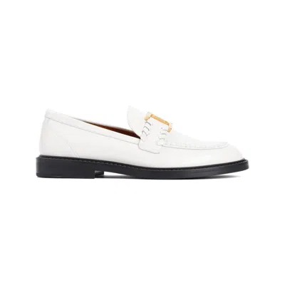 Chloé Marcie White Brushed Calf Leather Loafer In  Eggshell