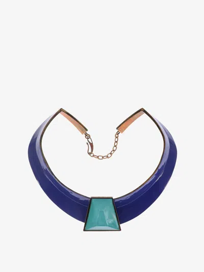 Giorgio Armani Official Store Enamelled-metal Necklace In Blue