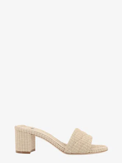 Giorgio Armani Official Store Quilted Raffia Flat Sandals In Beige