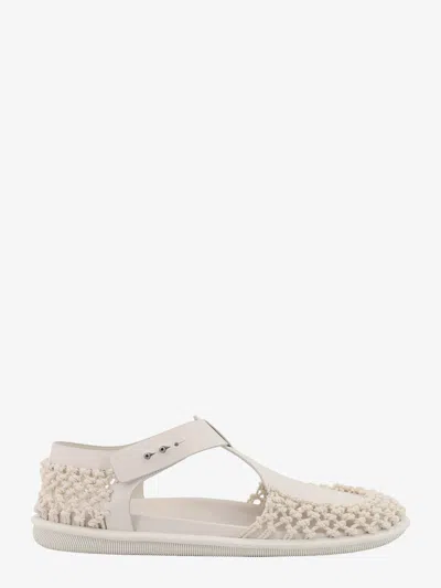 Giorgio Armani Official Store Braided Leather And Cotton Sandals In White