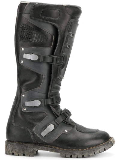 Balenciaga Rider Leather Moto Boot, Gray In Noir