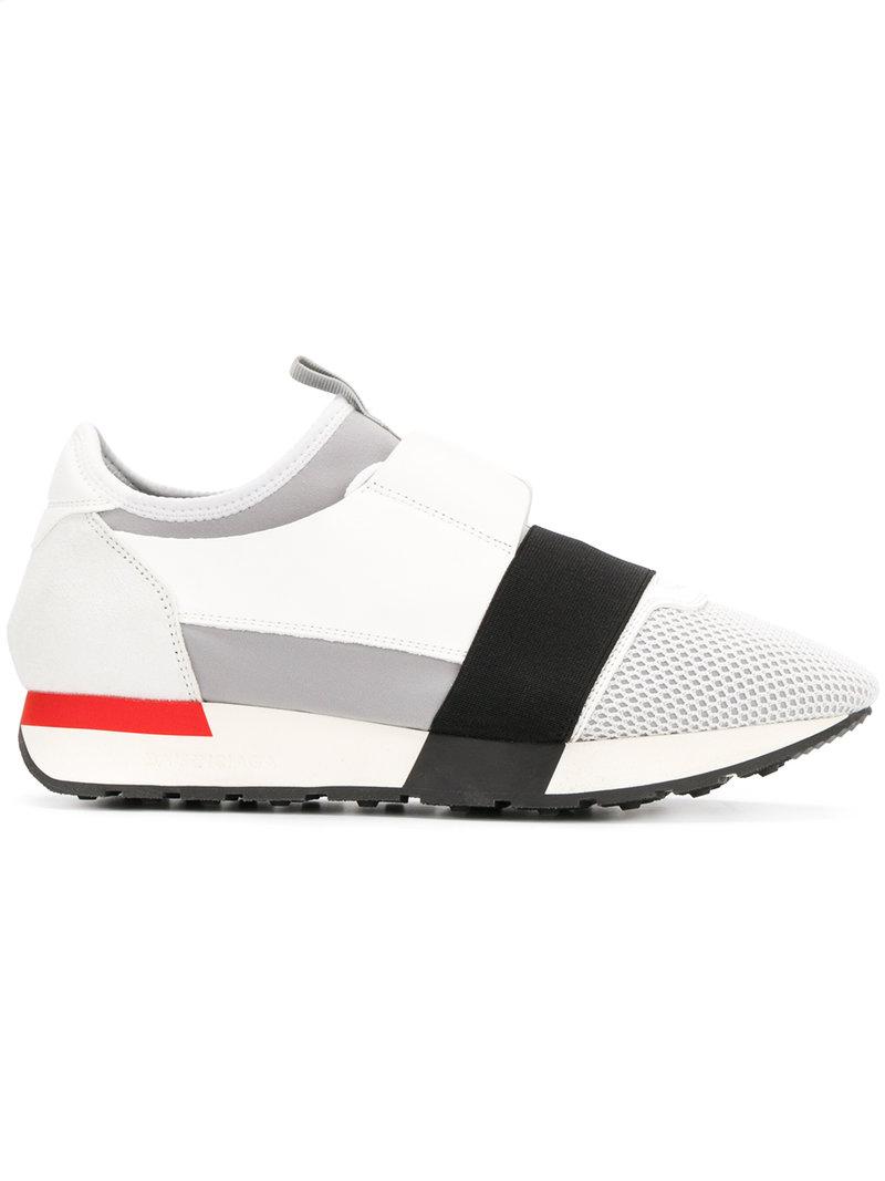 Balenciaga Race Runners Mesh, Leather And Knitted Low-top Trainers In White  | ModeSens