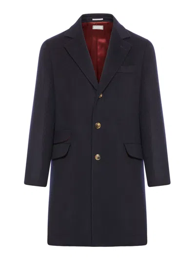 Brunello Cucinelli Single-breasted Wool Coat In Black