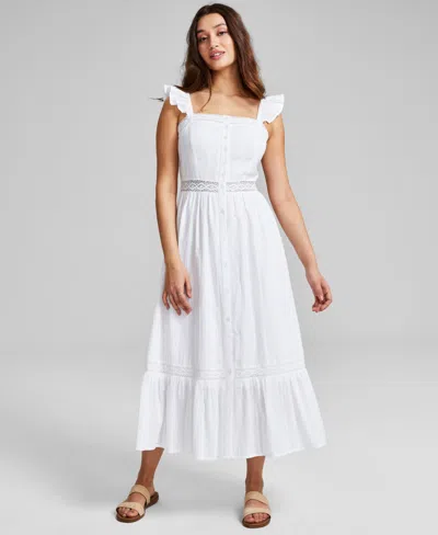 And Now This Women's Crochet Trim Cotton Maxi Dress, Created For Macy's In White