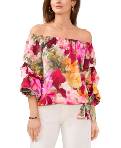 Vince Camuto Women's Floral-print Off-the-shoulder Bubble-sleeve Top In Antique Floral