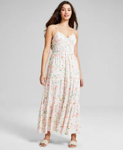 And Now This Women's Printed Button-front Maxi Dress, Created For Macy's In Ivory Flor