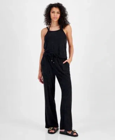 Miken Juniors Cropped Velour Tank Top Cover Up Velour Cover Up Pants Created For Macys In Black