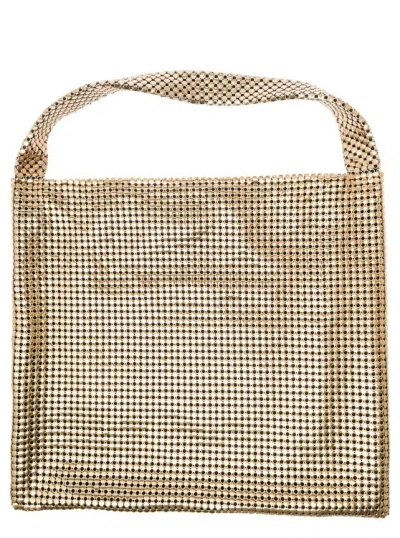 Rabanne Pixel Gold-tone Tote Bag In Metallic Mesh Woman
