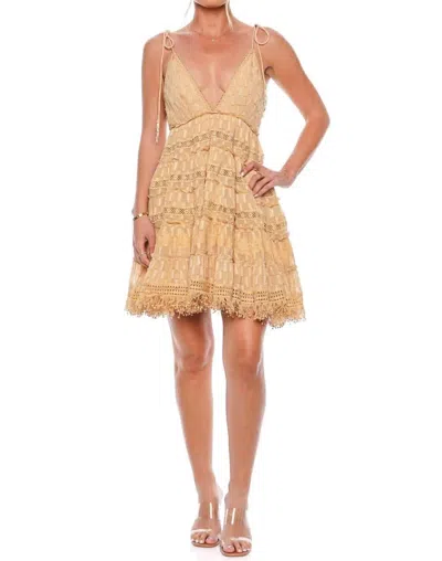 Rococo Sand Short Dress In Nude In Yellow