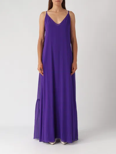 Max Mara Jago Semi-sheer Silk Maxi Dress In Purple