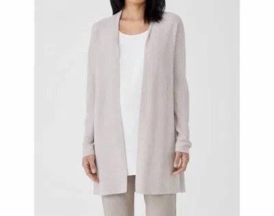 Eileen Fisher Organic Linen Cotton Cardigan In Natural/white In Gray