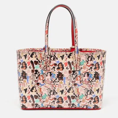 Christian Louboutin Color Printed Patent Leather Small Cabata Tote In Multi