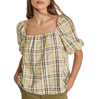 Yerse Gordes Top In Green Plaid In Yellow