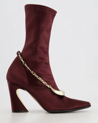 Zimmermann Chain-trimmed Satin Ankle Boots In Red