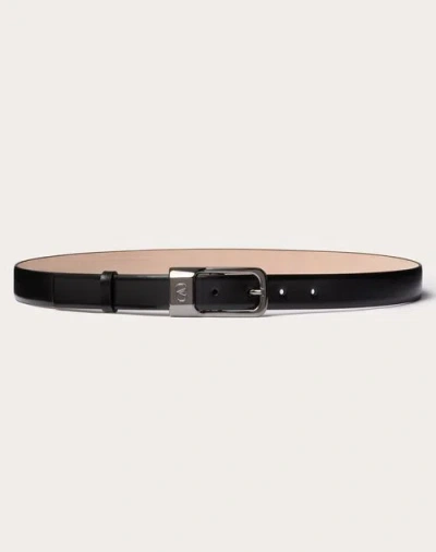 Valentino Garavani Mini Vlogo Signature Calfskin Leather Belt 25 Mm In Black