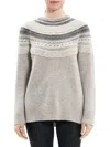 Theory Womens Wool Blend Ribbed Trim Pullover Sweater In Light Grey Melange Multi