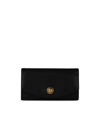 Balmain 'emblème' Black Clutch With  Coin Detail In Grained Leather Woman In Burgundy