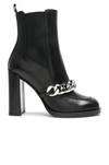 GIVENCHY GIVENCHY SEMI SHINY CHAIN LEATHER CHELSEA BOOTS IN BLACK,BE09235004