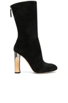 Alexander Mcqueen Metallic-heel Suede Ankle Boots In Black
