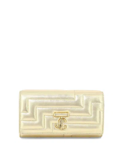 Jimmy Choo "avenue" Wallet With Pearl Strap In Gold