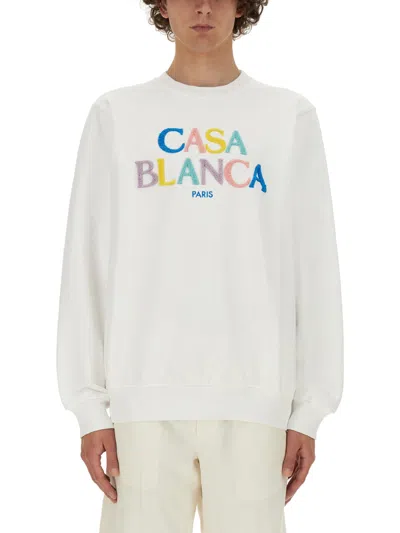 Casablanca Logo Embroidered Sweatshirt In White