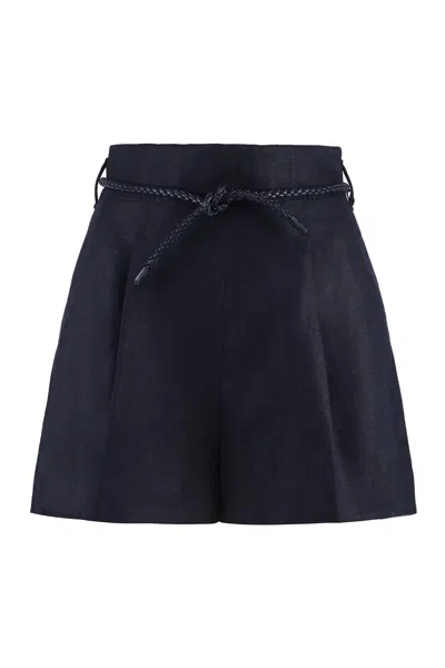 Zimmermann Linen Shorts In Blue