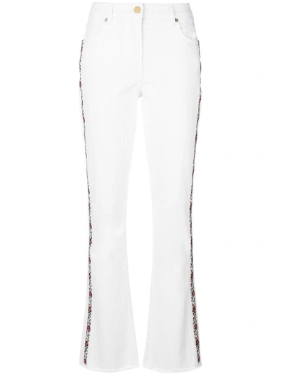Etro Embroidered Side Panel Cropped Jeans In White