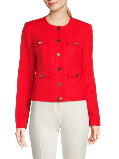 Karl Lagerfeld Women's Linen Blend Jacket In Apple