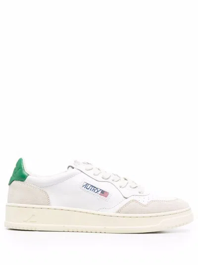 Autry 'medialist' Calfskin Leather Sneakers With Suede Panels In White