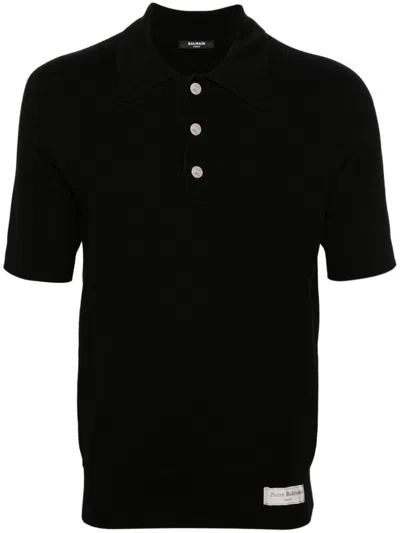 Balmain Label Polo In Black