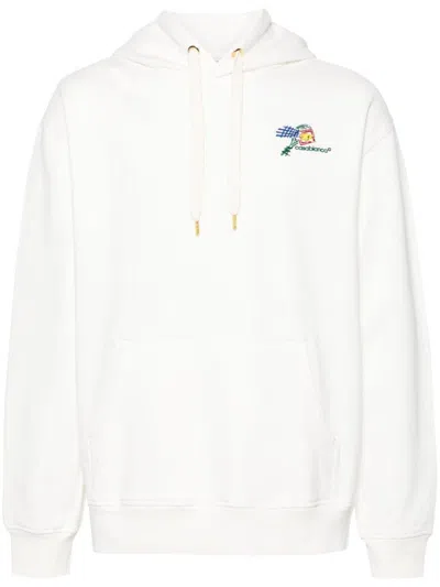 Casablanca Croquis De Tennis Logo-embroidered Hoodie In White