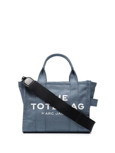 Marc Jacobs Cmall 'the Tote Bag' Canvas Bag With Printed Logo In Blue