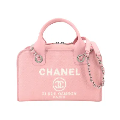 Pre-owned Chanel Deauville Pink Canvas Shoulder Bag ()