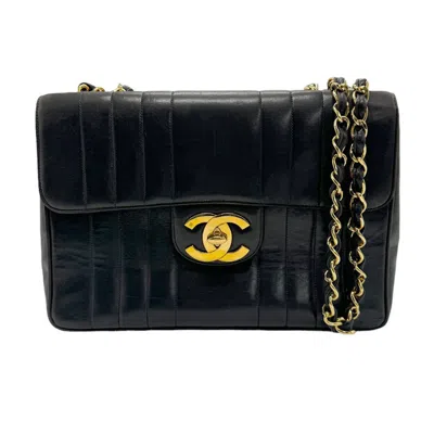 Pre-owned Chanel Jumbo Black Calfskin Shopper Bag ()