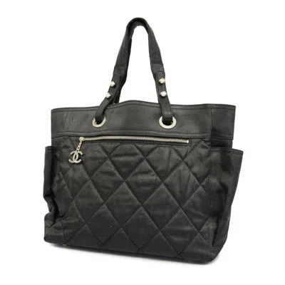 Pre-owned Chanel Paris Biarritz Black Canvas Tote Bag ()