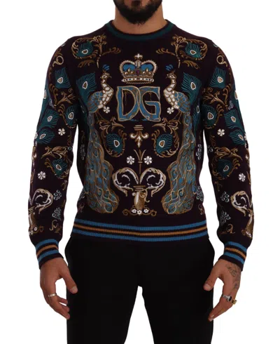Dolce & Gabbana Elegant Bordeaux Cashmere Crewneck Men's Sweater