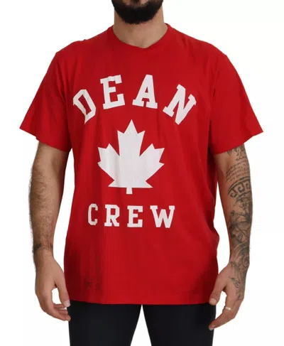 Dsquared² Red Printed Cotton Short Sleeves Crewneck Men's T-shirt