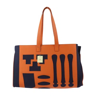 Hermes Hermès Petit H Orange Leather Tote Bag ()