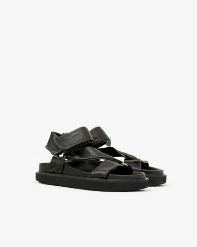 Isabel Marant Naori Grained-leather Sandals In Black