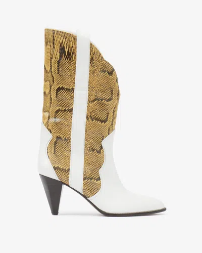 Isabel Marant Witney Smooth And Snake-effect Leather Ankle Boots In Natural-white