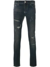 PHILIPP PLEIN DISTRESSED SKINNY JEANS,MDT0539PDE001N12352417