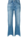 3x1 W3 Higher Ground Cropped Frayed High-rise Straight-leg Jeans In Blue