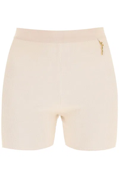 Jacquemus Charm Logo Knit Shorts In Beige