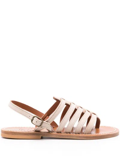 Kjacques K.jacques Homere Leather Flat Sandals In Brown