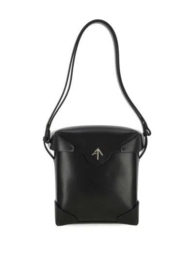 Manu Atelier Logo Plaque Shoulder Bag In Black