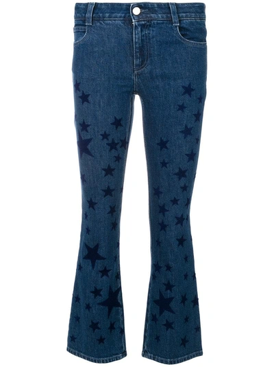 Stella Mccartney Star-embossed Kick-flare Jeans In Blue